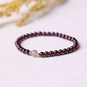Red Garnet Beaded Gemstone Friendship Love Protection Natural Stone Bracelet NEW